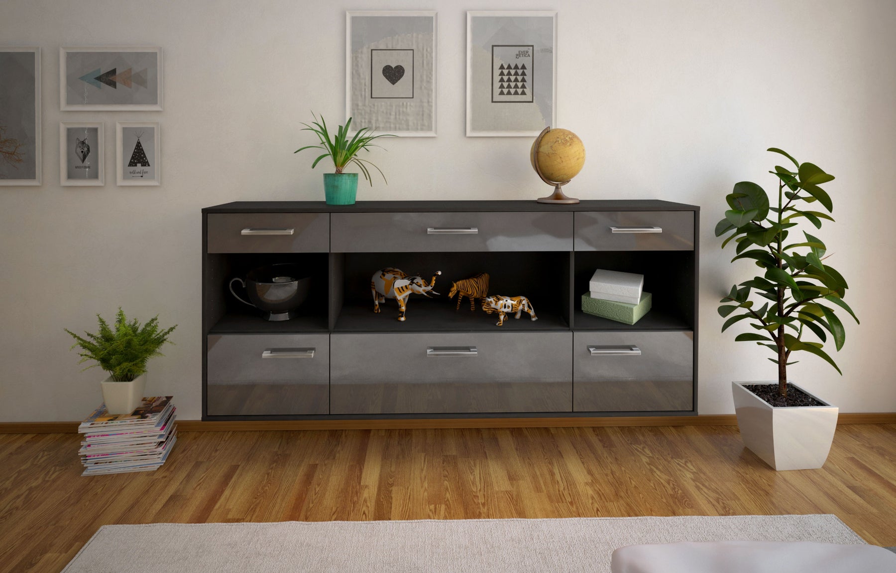 Sideboard Clarksville, Grau Studio (180x79x35cm) - Dekati GmbH