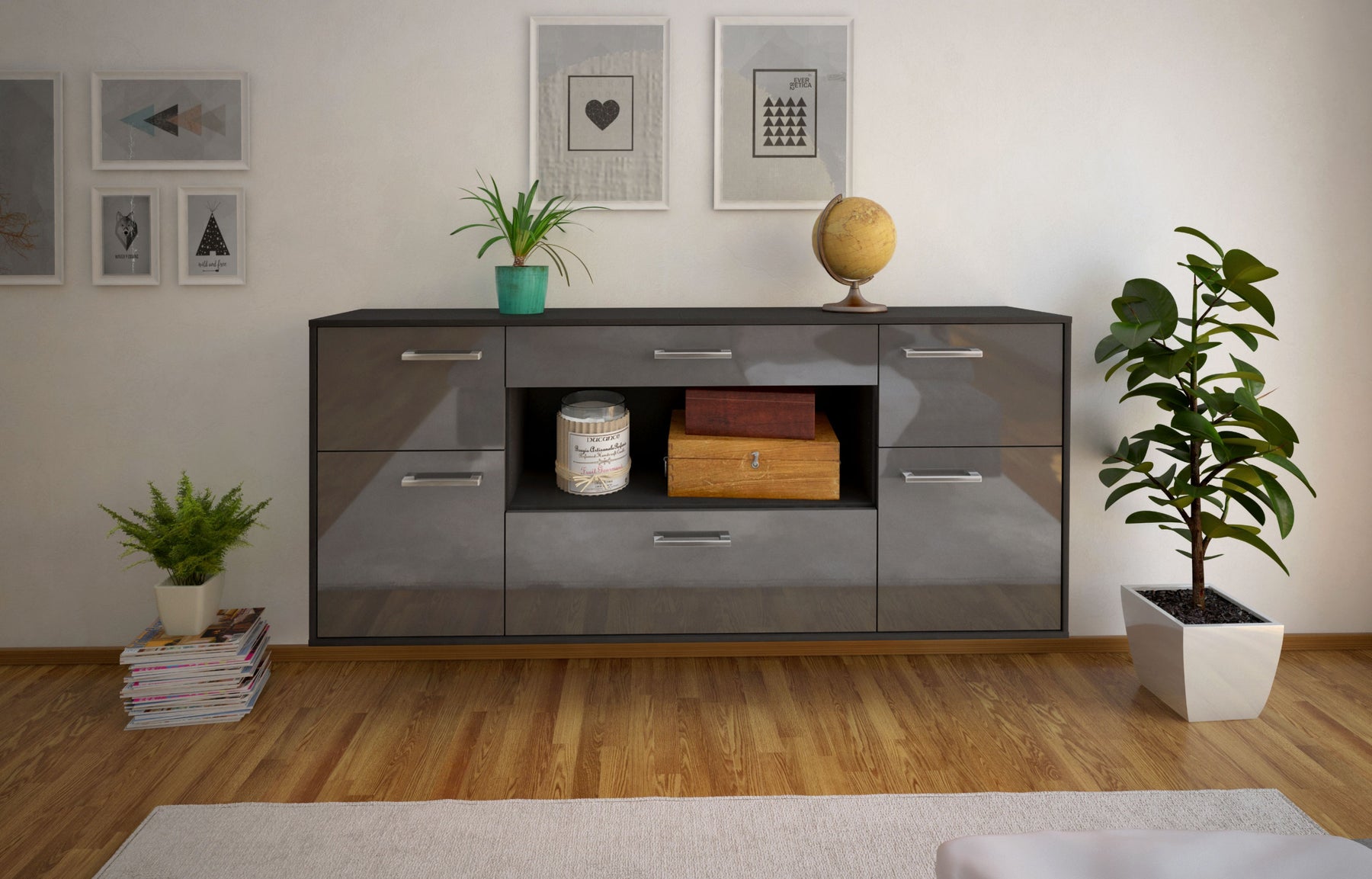 Sideboard Visalia, Grau Studio (180x79x35cm) - Dekati GmbH