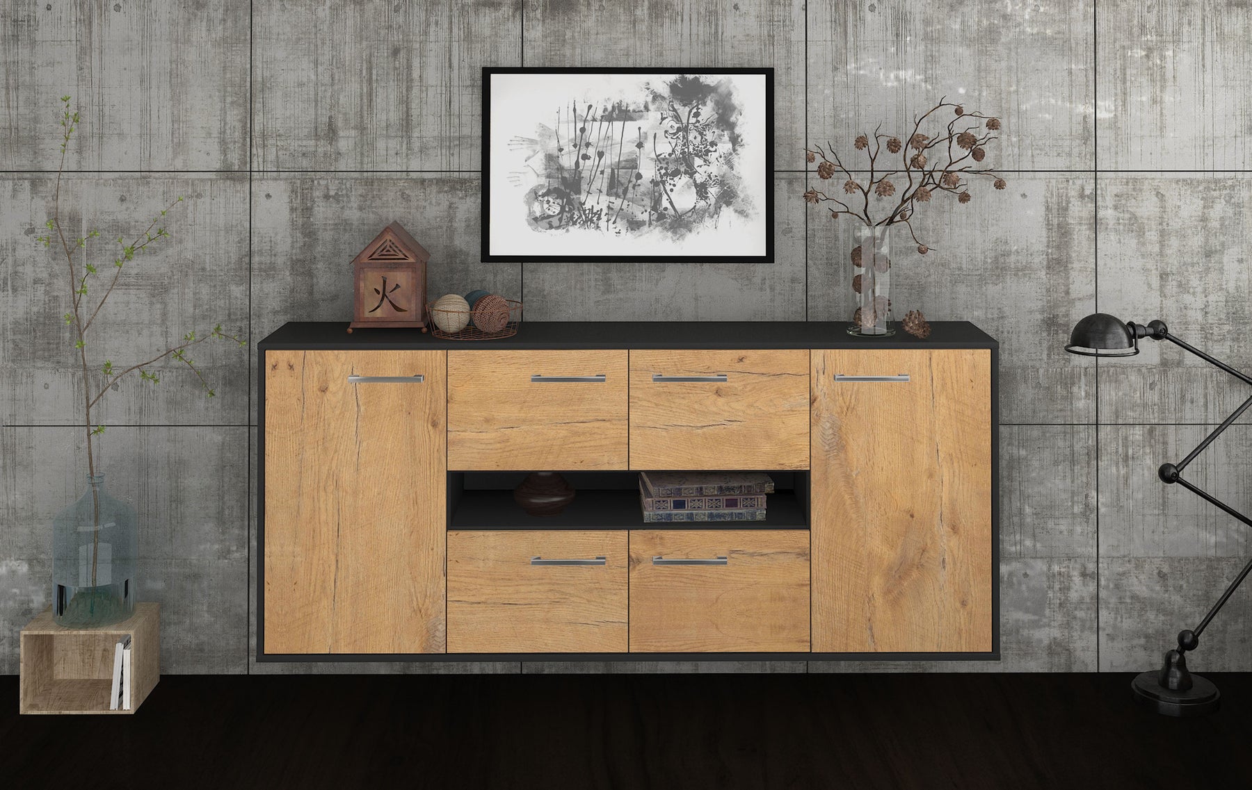 Sideboard Stamford, Eiche Studio (180x79x35cm) - Dekati GmbH