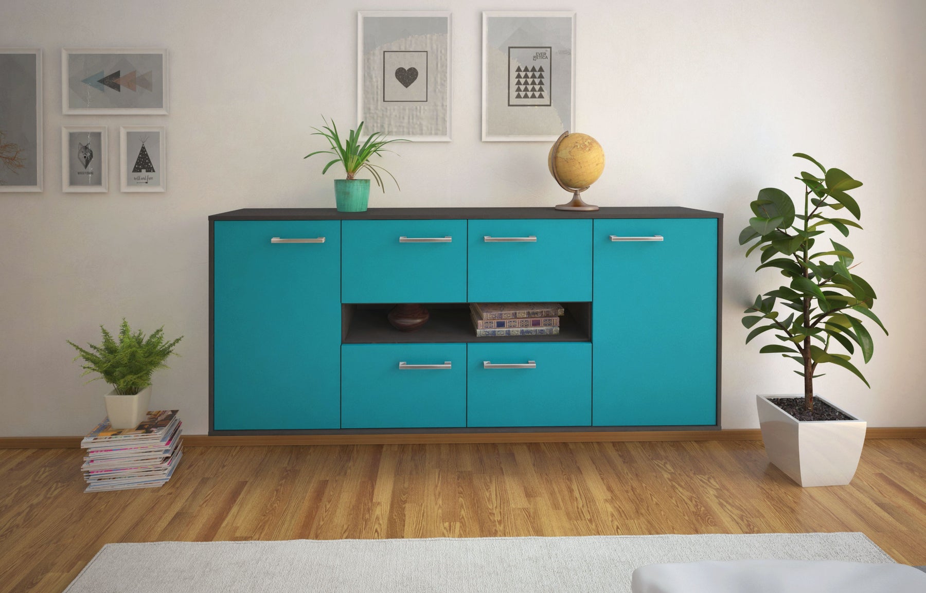 Sideboard Stamford, Tuerkis Studio (180x79x35cm) - Dekati GmbH