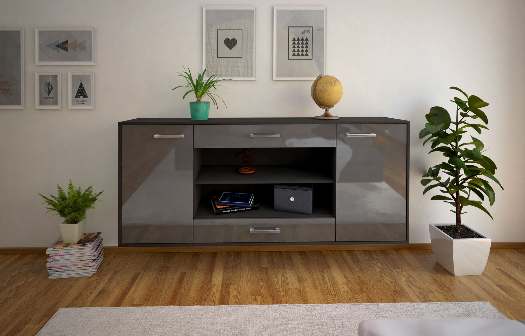 Sideboard Olathe, Grau Studio (180x79x35cm) - Dekati GmbH