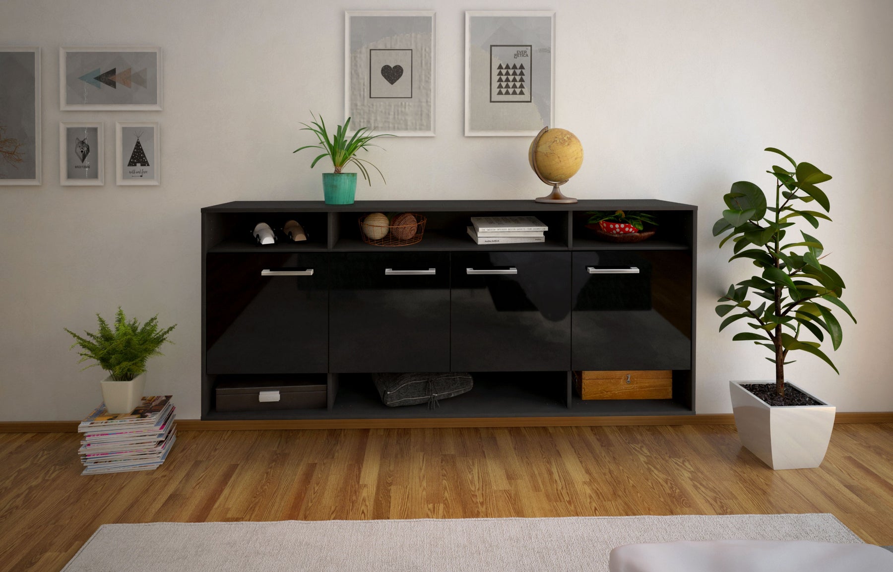 Sideboard Provo, Schwarz Studio (180x79x35cm) - Dekati GmbH