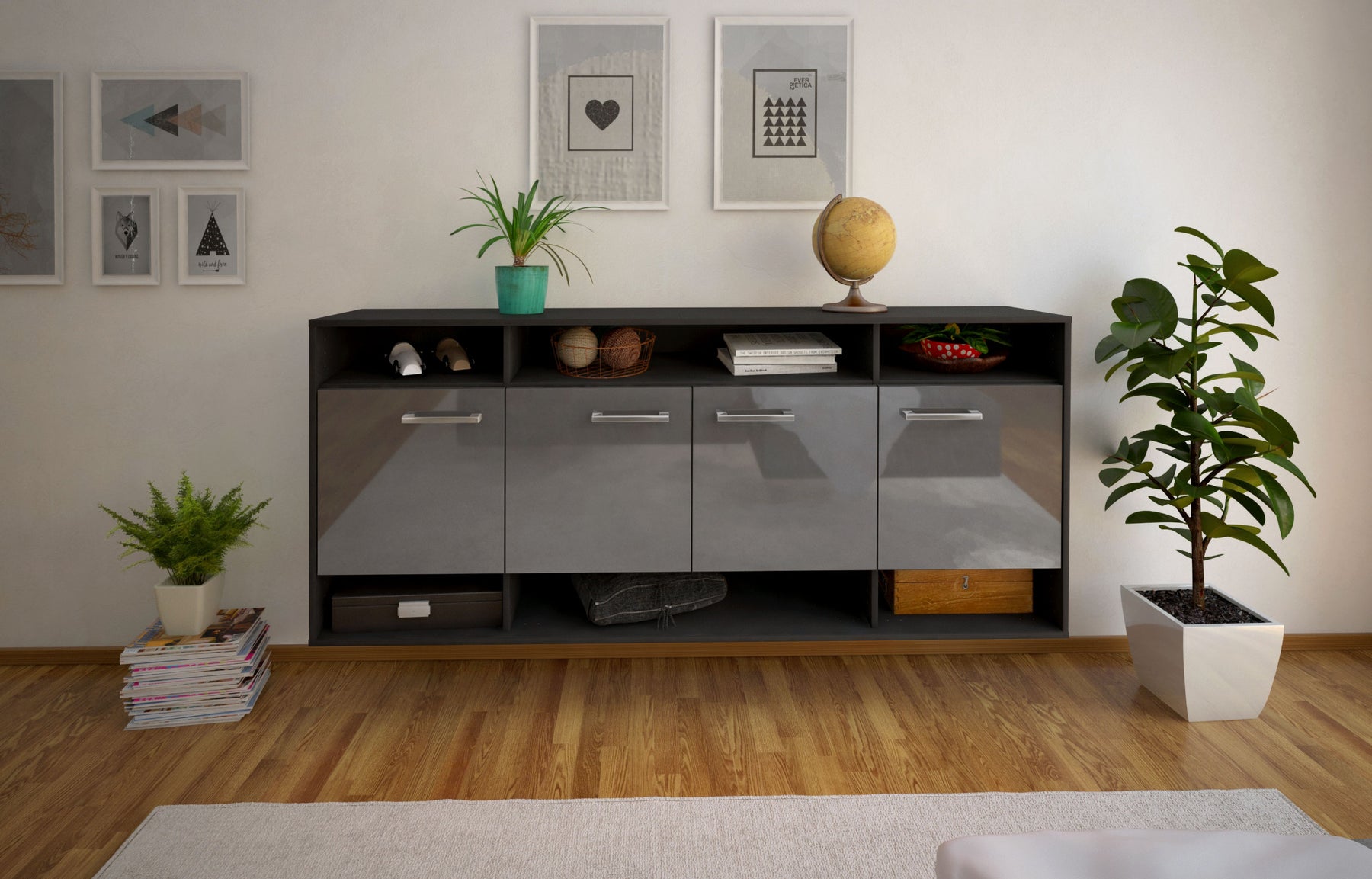 Sideboard Provo, Grau Studio (180x79x35cm) - Dekati GmbH