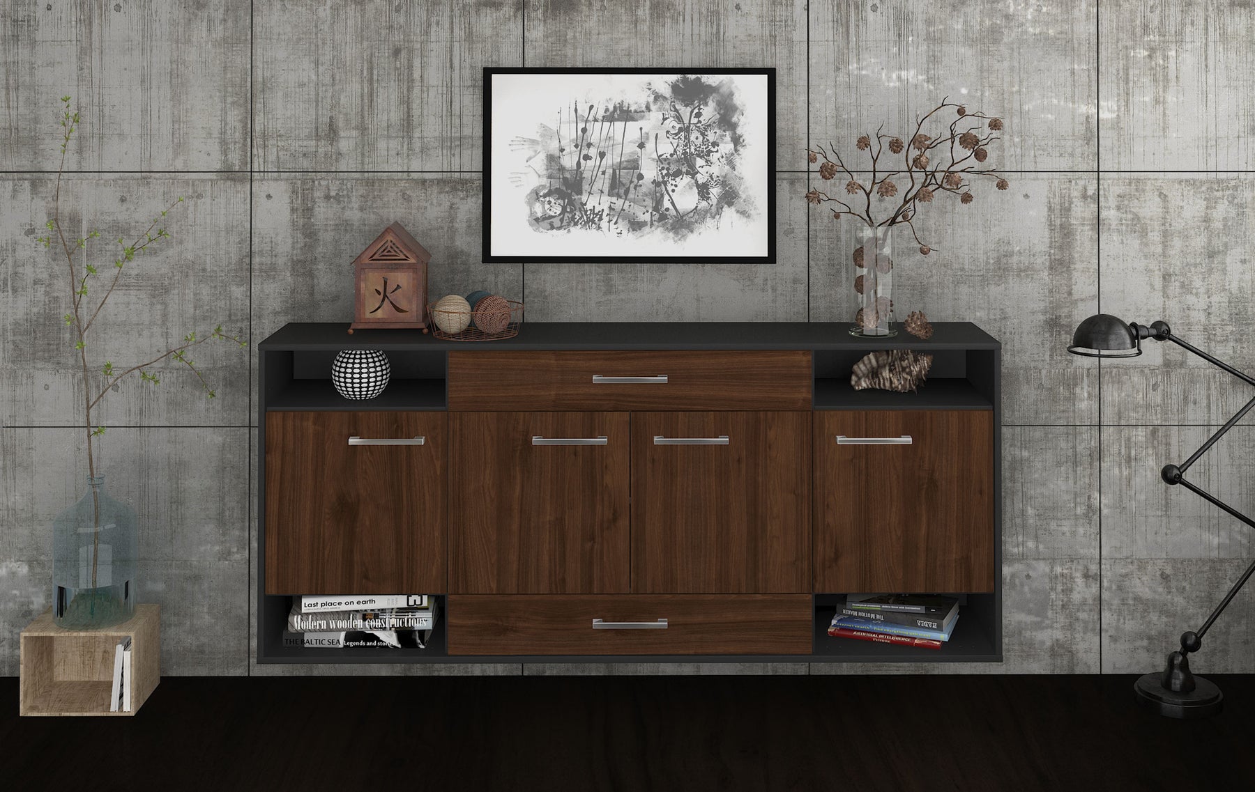 Sideboard Evansville, Walnuss Studio (180x79x35cm) - Dekati GmbH