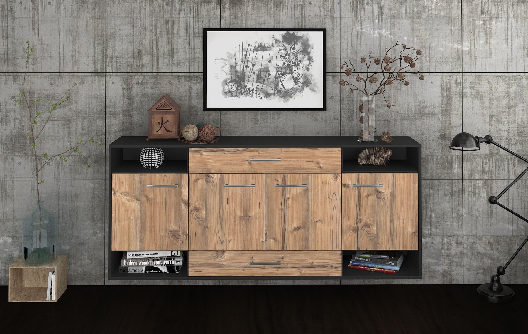 Sideboard Evansville, Pinie Studio (180x79x35cm) - Dekati GmbH