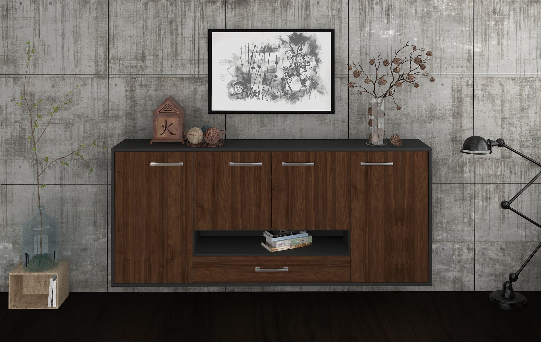 Sideboard Abilene, Walnuss Studio (180x79x35cm) - Dekati GmbH