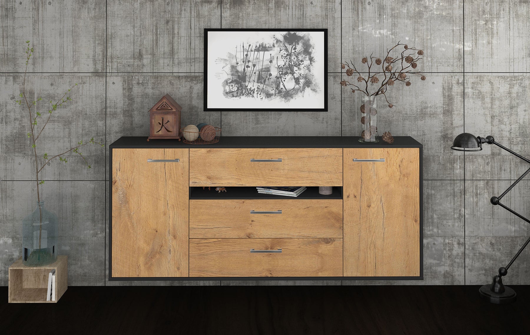 Sideboard McKinney, Eiche Studio (180x79x35cm) - Dekati GmbH