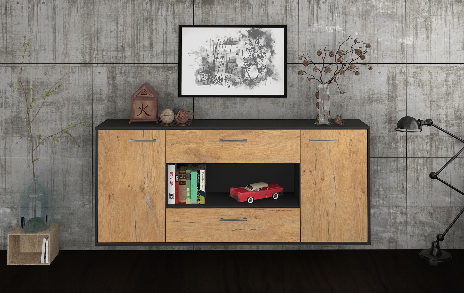 Sideboard Denton, Eiche Studio (180x79x35cm) - Dekati GmbH