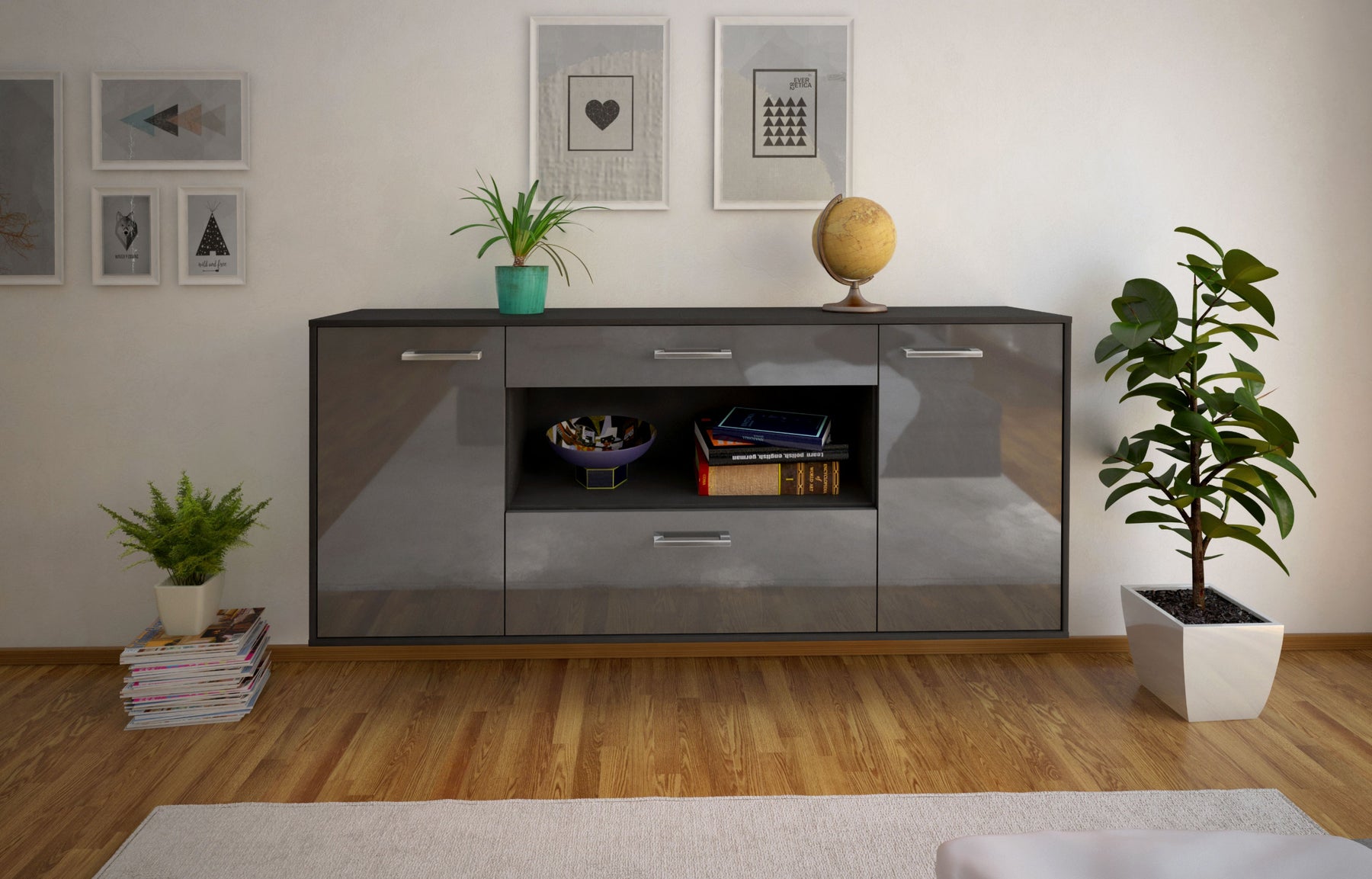 Sideboard Ann Arbor, Grau Studio (180x79x35cm) - Dekati GmbH