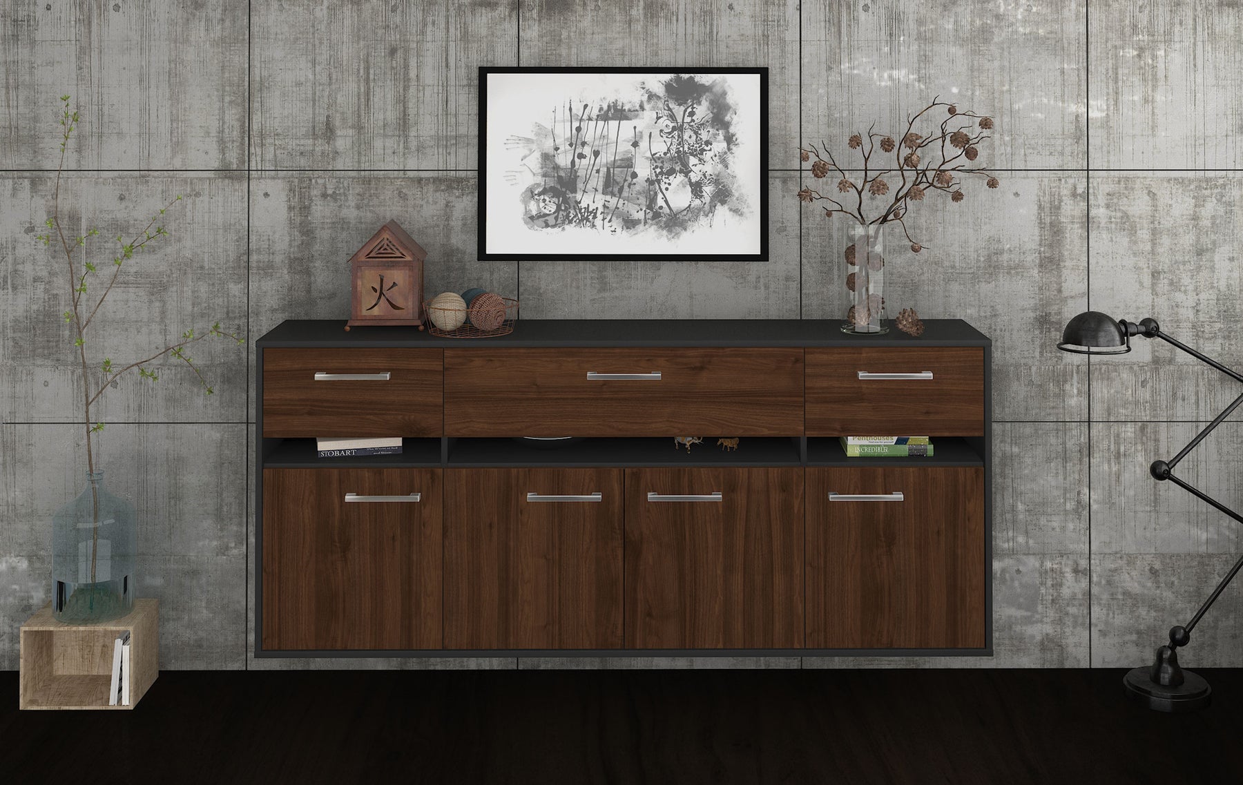 Sideboard Gainesville, Walnuss Studio (180x79x35cm) - Dekati GmbH