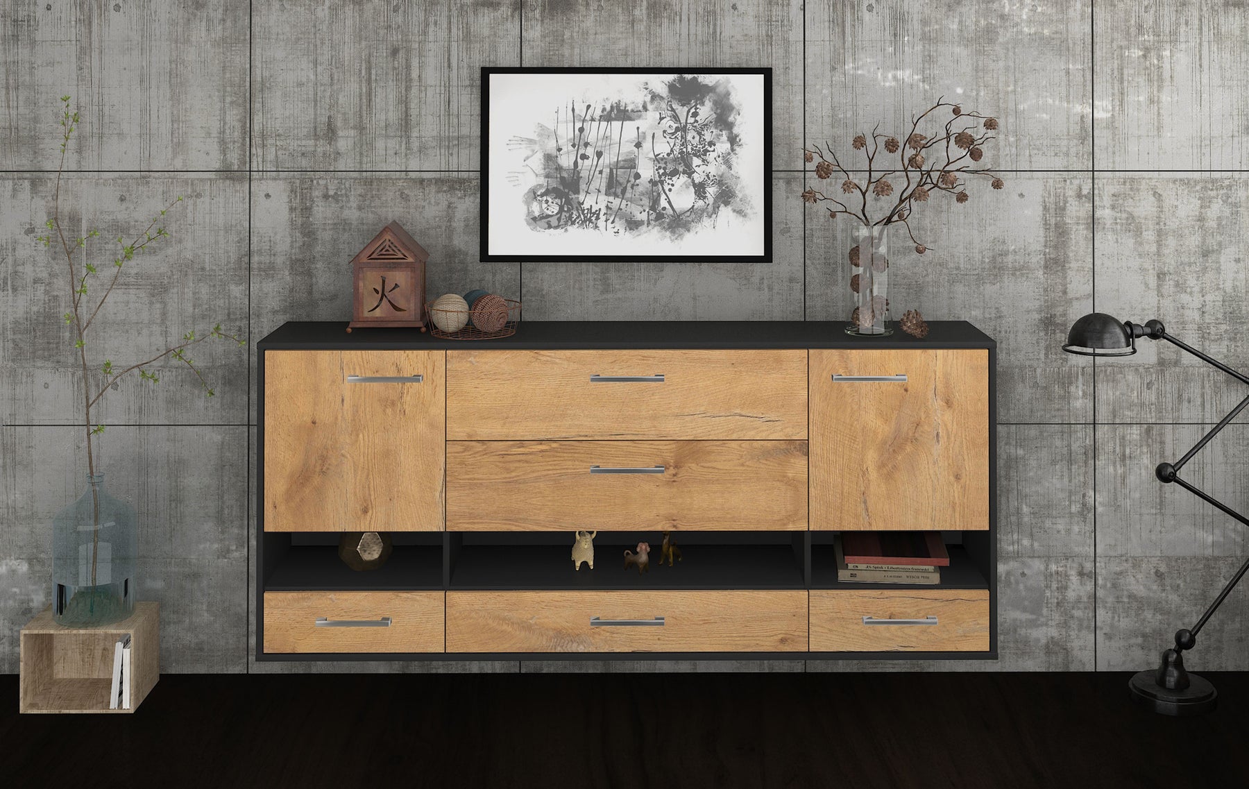 Sideboard Lafayette, Eiche Studio (180x79x35cm) - Dekati GmbH