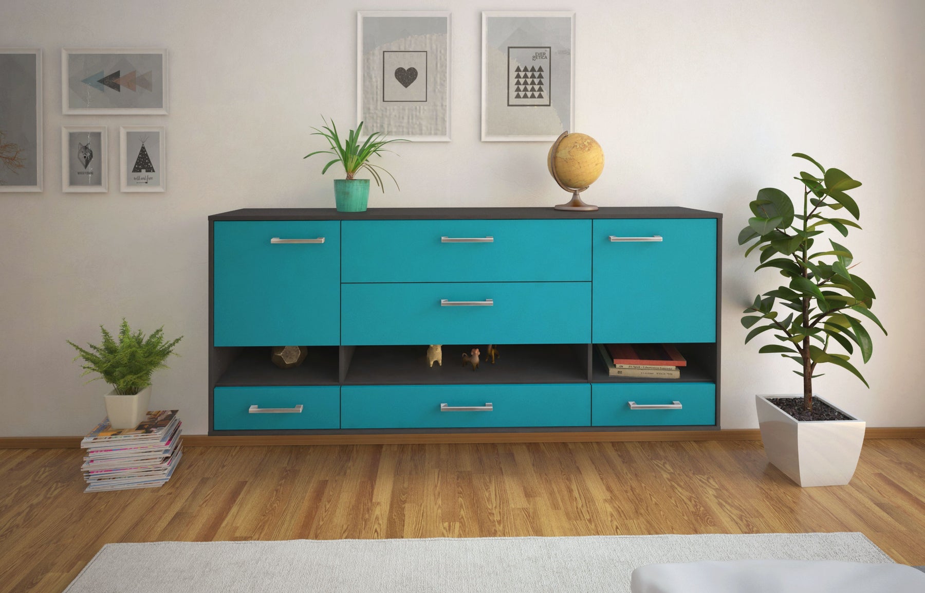 Sideboard Lafayette, Tuerkis Studio (180x79x35cm) - Dekati GmbH