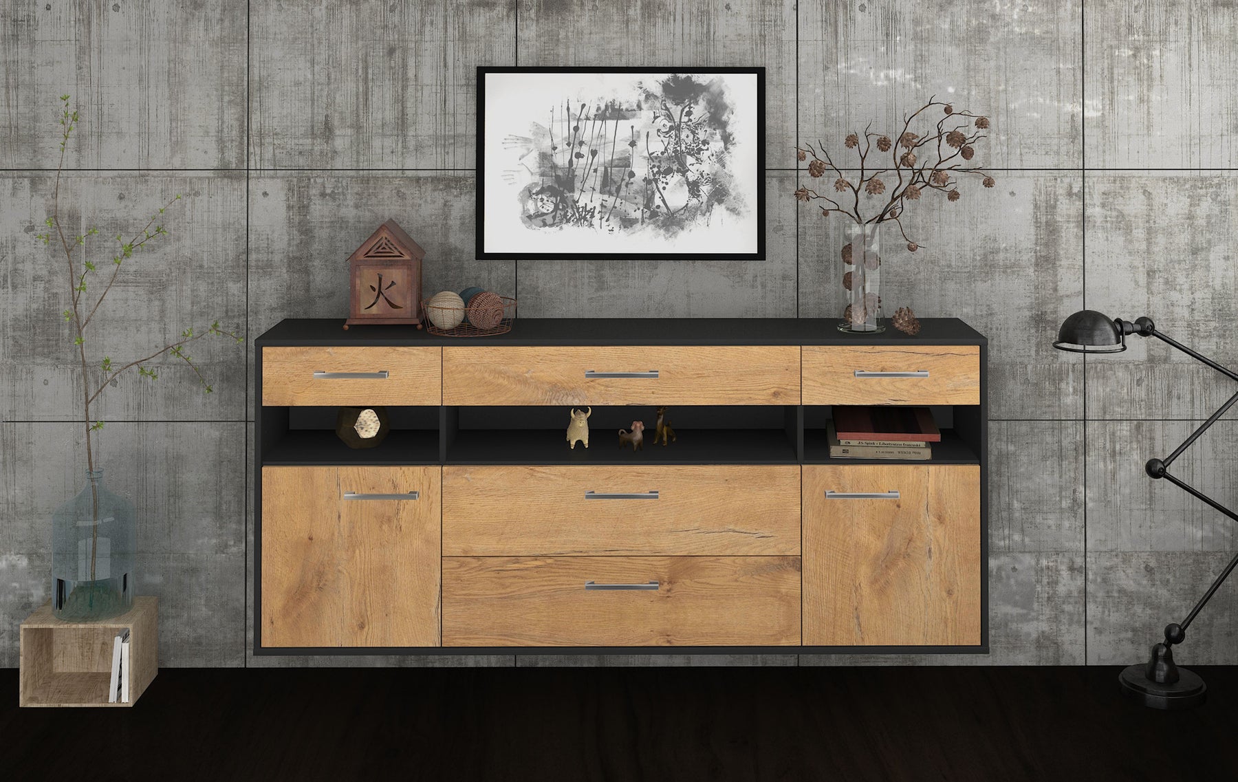 Sideboard Inglewood, Eiche Studio (180x79x35cm) - Dekati GmbH