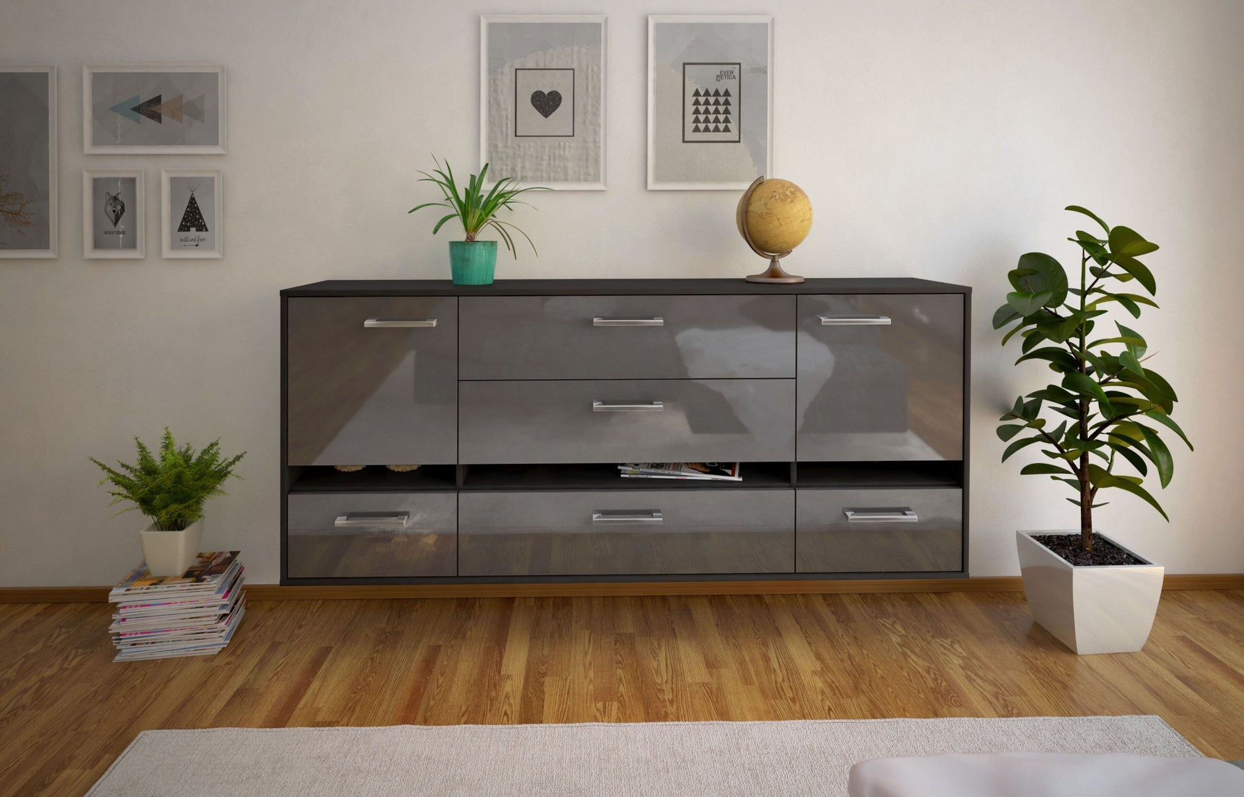 Sideboard Athens, Grau Studio (180x79x35cm) - Dekati GmbH