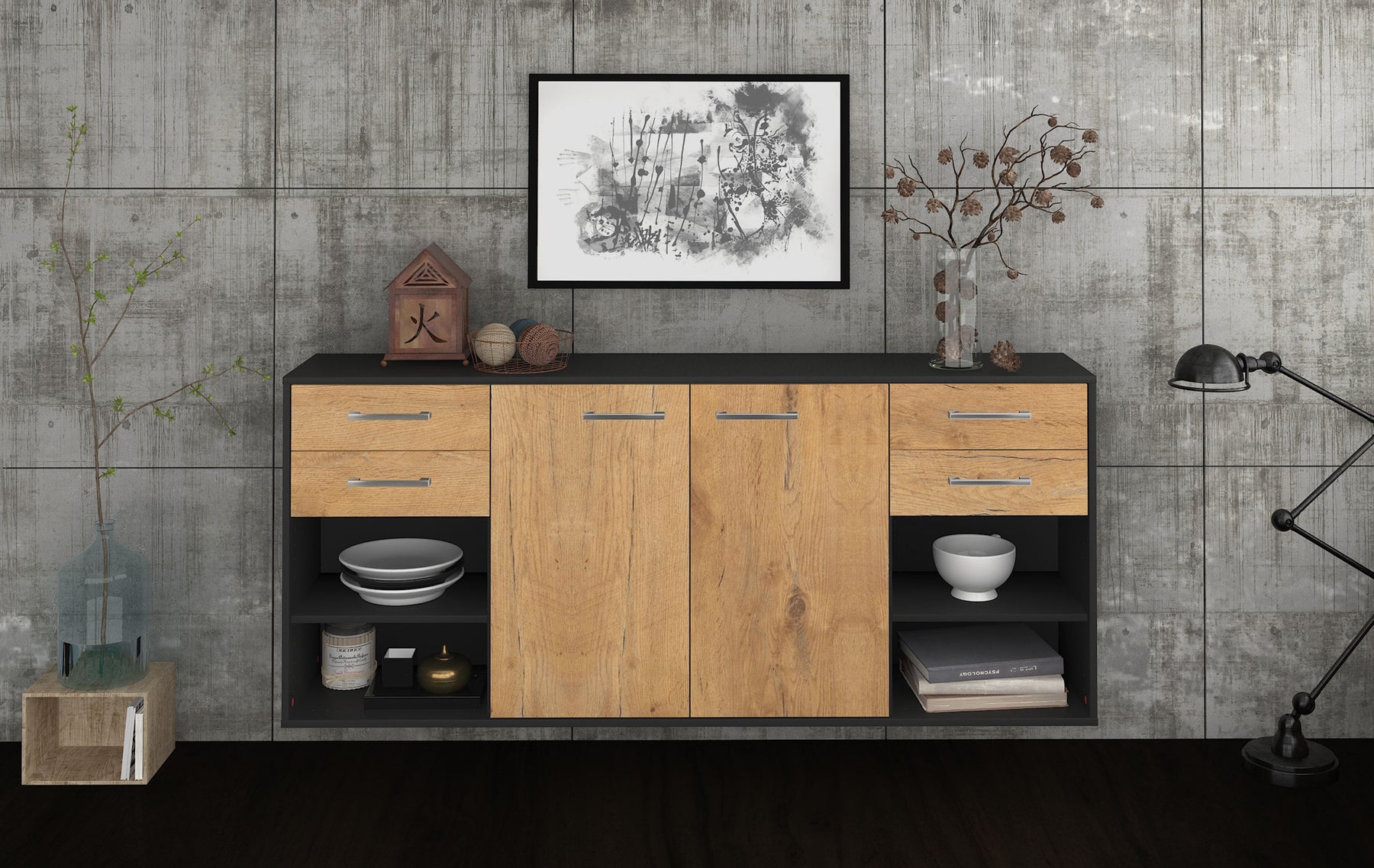 Sideboard Independence, Eiche Studio (180x79x35cm) - Dekati GmbH