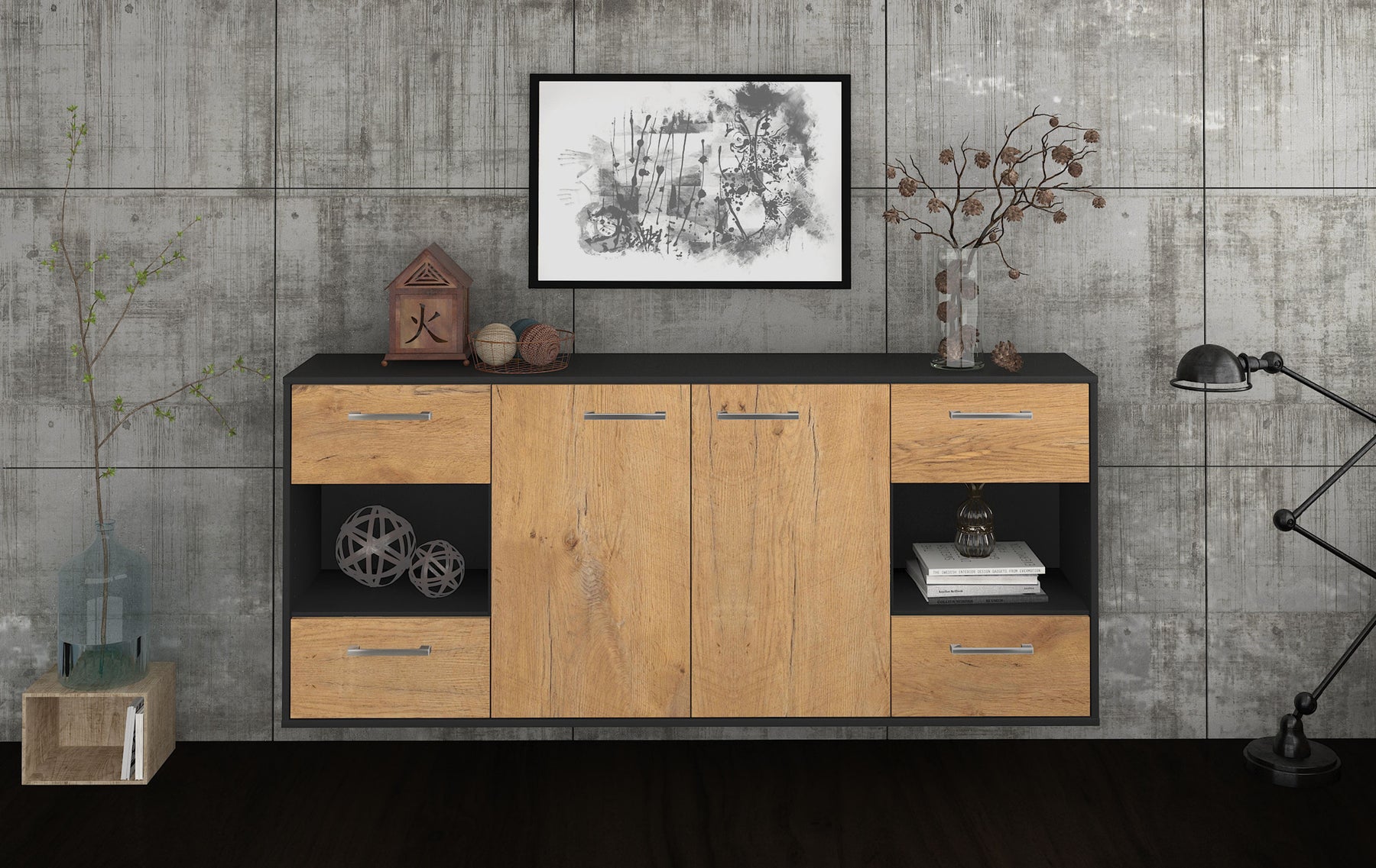 Sideboard Santa Clara, Eiche Studio (180x79x35cm) - Dekati GmbH