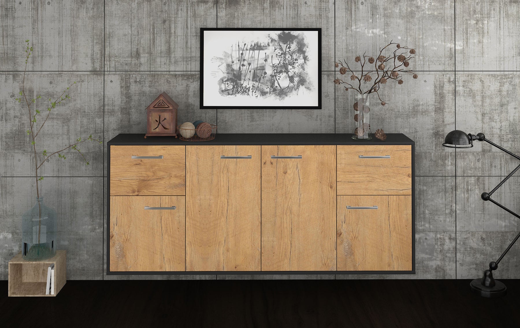 Sideboard Costa Mesa, Eiche Studio (180x79x35cm) - Dekati GmbH