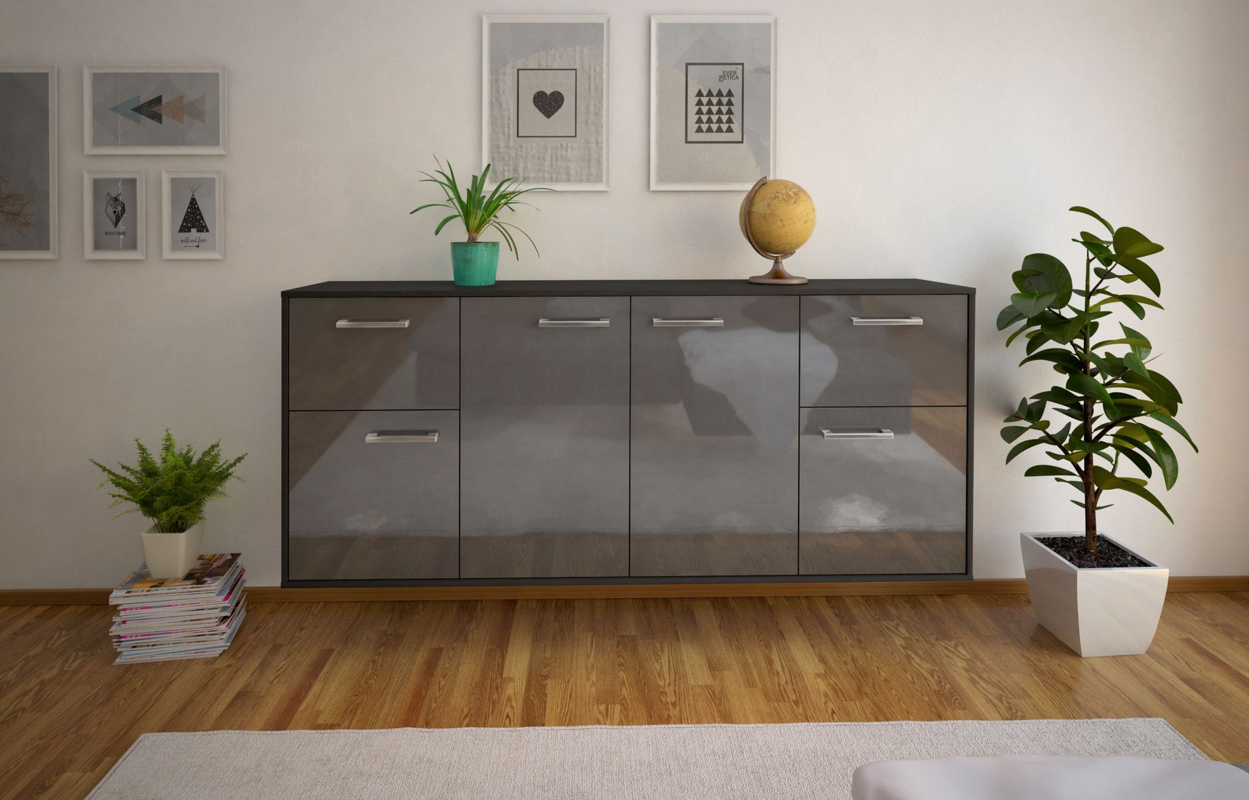 Sideboard Costa Mesa, Grau Studio (180x79x35cm) - Dekati GmbH