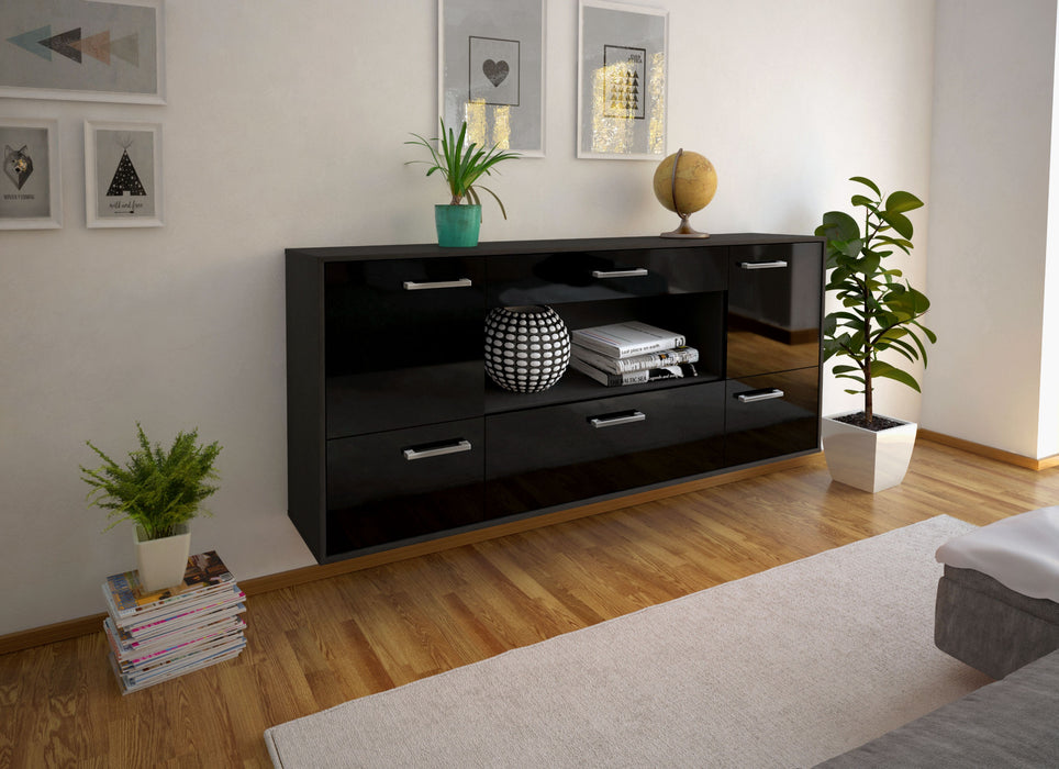 Sideboard East Los Angeles, Schwarz Front (180x79x35cm) - Dekati GmbH