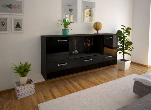 Sideboard Sunnyvale, Schwarz Front (180x79x35cm) - Dekati GmbH