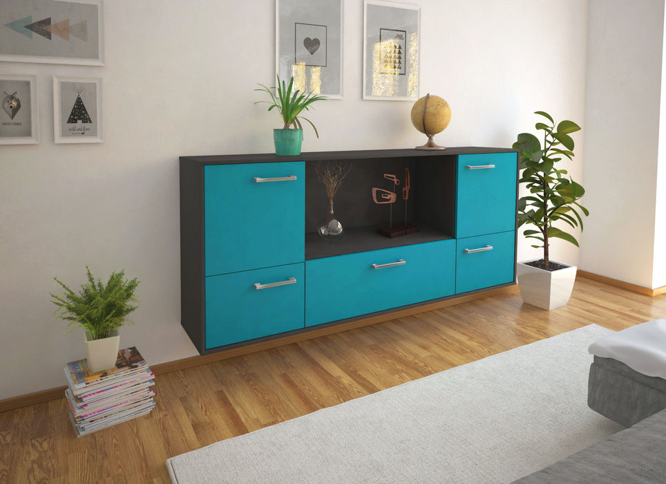 Sideboard Sunnyvale, Tuerkis Front (180x79x35cm) - Dekati GmbH