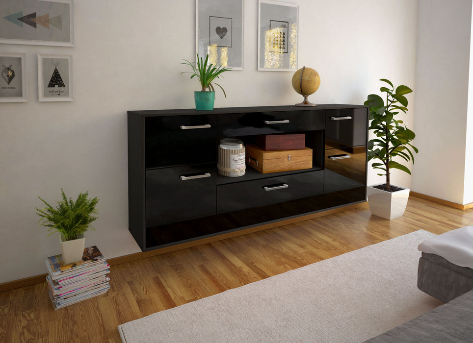 Sideboard Visalia, Schwarz Front (180x79x35cm) - Dekati GmbH