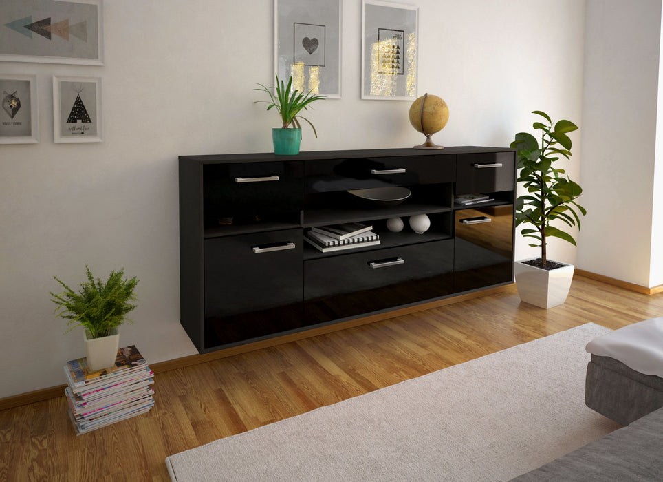 Sideboard Miramar, Schwarz Front (180x79x35cm) - Dekati GmbH