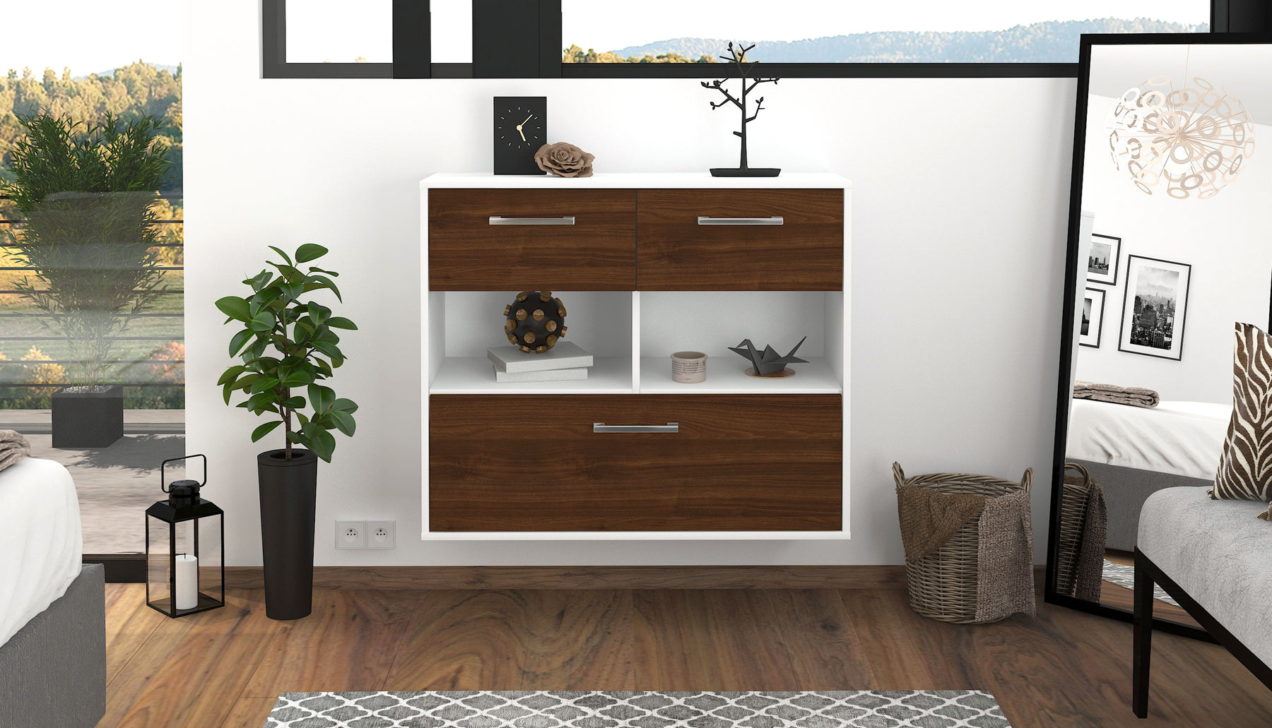 Sideboard Newport News, Walnuss Studio (92x79x35cm) - Dekati GmbH