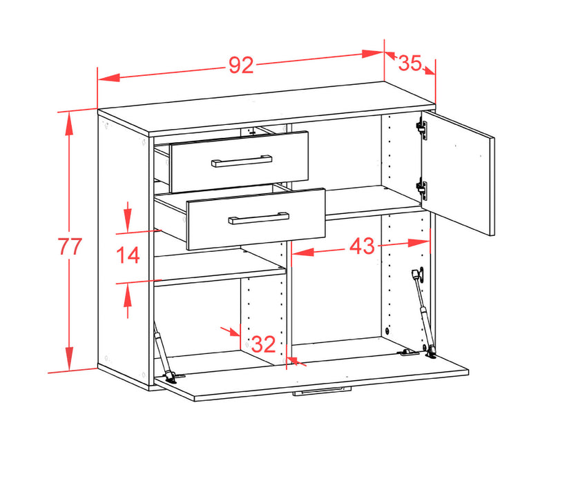 Sideboard Salt Lake City, Beton Maß ( 92x79x35cm) - Dekati GmbH