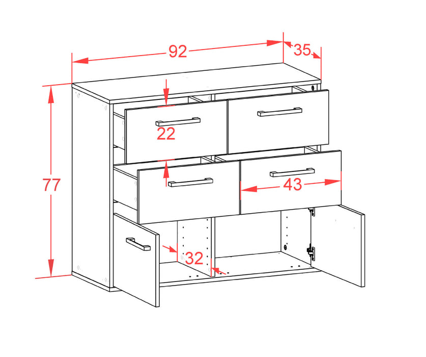 Sideboard Tempe, Beton Maß ( 92x79x35cm) - Dekati GmbH