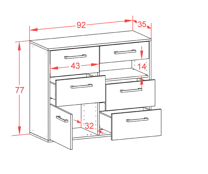 Sideboard Huntsville, Beton Maß ( 92x79x35cm) - Dekati GmbH