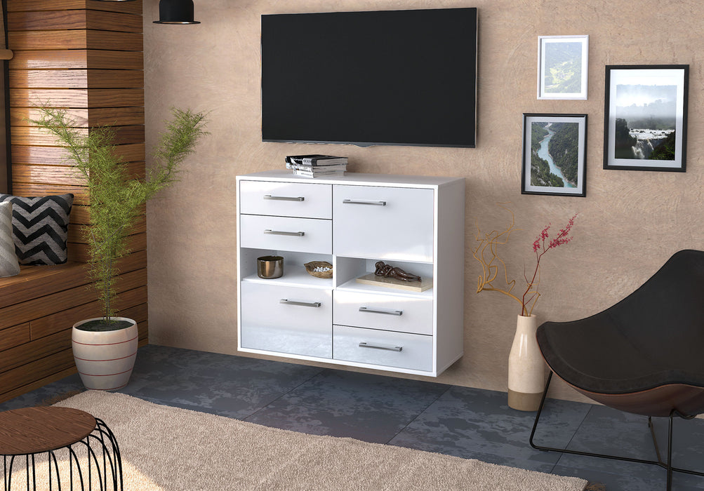 Sideboard Oxnard, Weiß Front (92x79x35cm) - Dekati GmbH