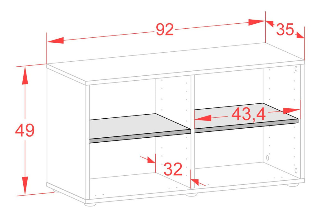 Weißer Einlegeboden für Schränke mit einer Breite von 92 cm